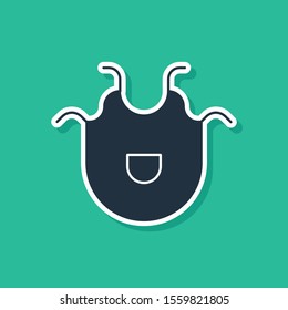 Blue Kitchen apron icon isolated on green background. Chef uniform for cooking.  Vector Illustration
