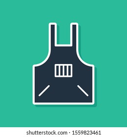 Blue Kitchen apron icon isolated on green background. Chef uniform for cooking.  Vector Illustration