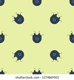 Blue Kitchen apron icon isolated seamless pattern on yellow background. Chef uniform for cooking.  Vector Illustration