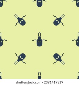 Blue Kitchen apron icon isolated seamless pattern on yellow background. Chef uniform for cooking.  Vector