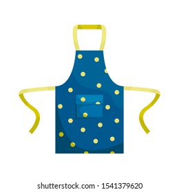 Blue kitchen apron with polka dots. Isolated flat vector illustration.