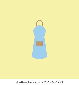 Blue kitchen apron vector illustration on yellow background