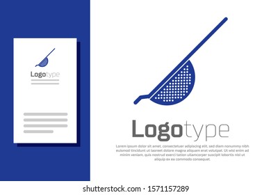 Blue Kitchen colander icon isolated on white background. Cooking utensil. Cutlery sign. Logo design template element. Vector Illustration