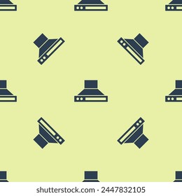 Blue Kitchen extractor fan icon isolated seamless pattern on yellow background. Cooker hood. Kitchen exhaust. Household appliance.  Vector