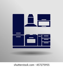 blue Kitchen Icon on the gray background
