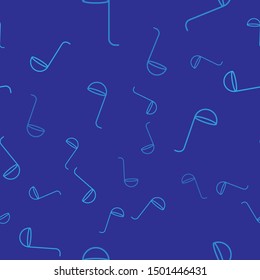 Blue Kitchen ladle icon isolated seamless pattern on blue background. Cooking utensil. Cutlery spoon sign.  Vector Illustration