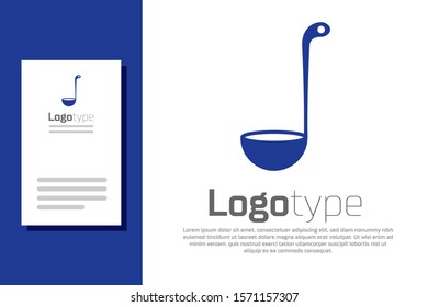 Blue Kitchen ladle icon isolated on white background. Cooking utensil. Cutlery spoon sign. Logo design template element. Vector Illustration