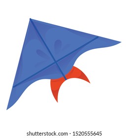Blue kite icon. Cartoon of blue kite vector icon for web design isolated on white background
