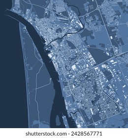 Blue Klaipeda map, Lithuania. Vector city streetmap, municipal area.