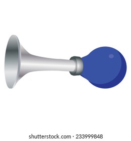 Blue klaxon, klaxon vector, horn, isolated on white, buzzer, hooter