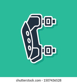 Blue Knee pads icon isolated on green background. Extreme sport. Sport equipment. Skateboarding, bicycle, roller skating protective gear.  Vector Illustration