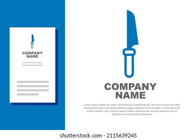 Blue Knife icon isolated on white background. Cutlery symbol. Logo design template element. Vector