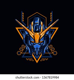 Blue Knight Robot Illustration for merchandise or apparel design svg