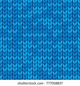 Blue knit seamless texture. Vector seamless pattern for backgrounds, wallpaper.