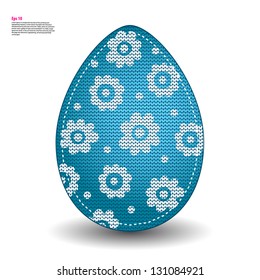 Blue knitted Easter egg
