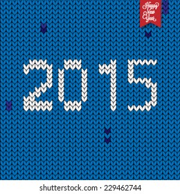 blue knitted happy new year retro vintage background