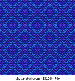 Blue knitted seamless pattern, imitation thread texture.