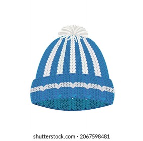 Blau strickte Wintermütze. Vektorgrafik