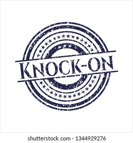 Blue Knock-on distressed grunge style stamp