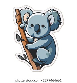 Koala azul abrazando un vector troncal de árbol Ilustración para la naturaleza y los diseños de vida silvestre