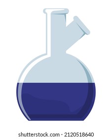 botella azul de laboratorio sobre blanco