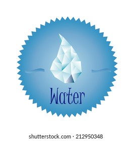 a blue label with a drop of water and some text