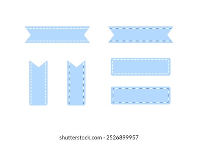 Blue label tapes collection. Planner, organizer, reminder concepts. Flat decorative vector design isolated illustration.