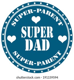 Blue label with text Super Dad,vector illustration