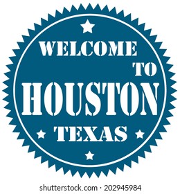 Blue label with text Welcome To Houston,vector illustration