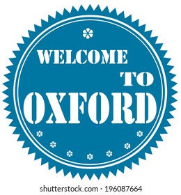 Blue label with text Welcome To Oxford,vector illustration