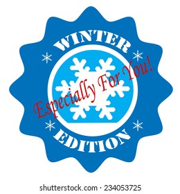 Blue label with text Winter Edition-Especially For You,vector illustration