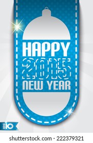 Blue label with the words Happy New Year 2015