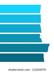 Blue labels, blue stripes on white