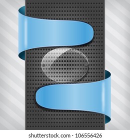 blue labels with transparency frame on the metallic background