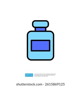 Blue Laboratory Bottle Icon Representing Medical and Pharmaceutical Science in Modern Education Context