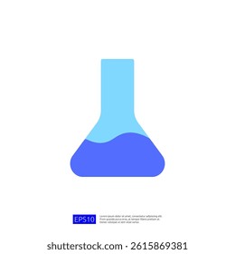 Blue Laboratory Flask Icon with Liquid Bubbles Representing Science and Education in Research and Experimentation