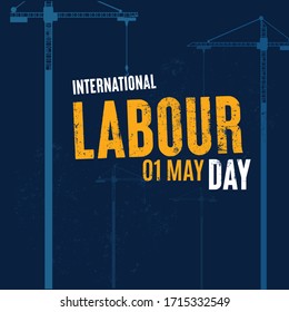 blue labour day square poster for social media. LABOUR DAY TYPOGRAPHY POSTER