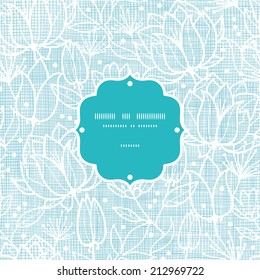 Blue lace flowers textile frame seamless pattern background