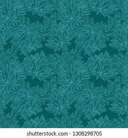 blue lace  with leaves, seamless vector pattern with a natural motif. Designed for fabrics, textiles, wallpaper