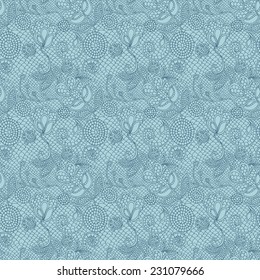 blue lace seamless floral pattern, vintage illusration