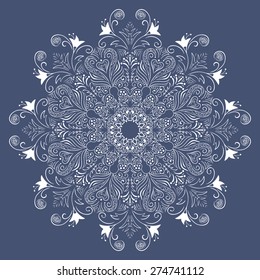 Blue lace, vector white mandala