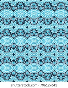Blue laced seamless ornamental vector pattern