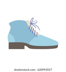 Blue Lace-up Shoe, Isolated Footwear Flat Icon, Shoes Store Assortment Item