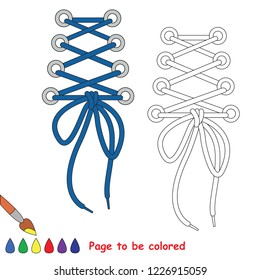 Blue Lacing to be colored, the coloring book for preschool kids with easy educational gaming level.