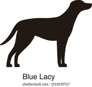 Blue Lacy Dog Silhouette, Side View, Vector Illustration