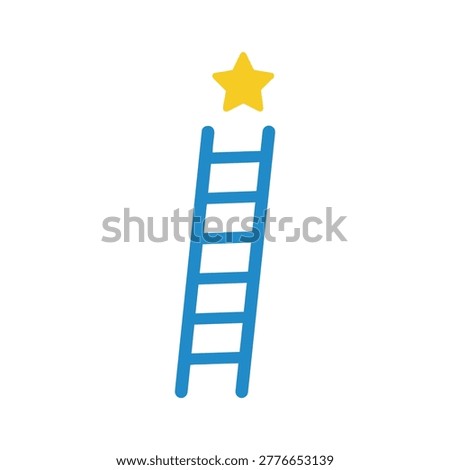 A blue ladder reaching for a yellow star, symbolizing goals and aspirations in a simple illustration.