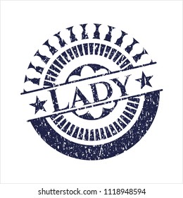 Blue Lady grunge style stamp