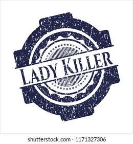 Blue Lady Killer distressed rubber stamp with grunge texture