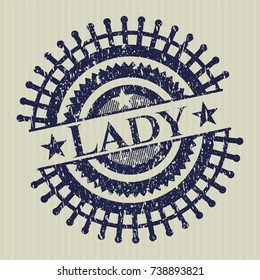 Blue Lady rubber seal with grunge texture