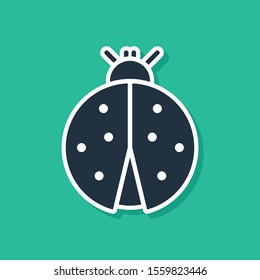 Blue Ladybug icon isolated on green background.  Vector Illustration